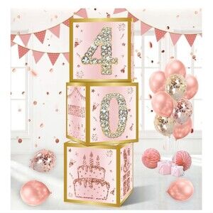 40th Birthday Party Decoration Boxes 2 Pack Bundle